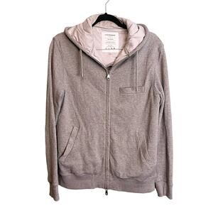 L'Estrange London The Monochrome Hood Gray Zip Up Hoodie Size M